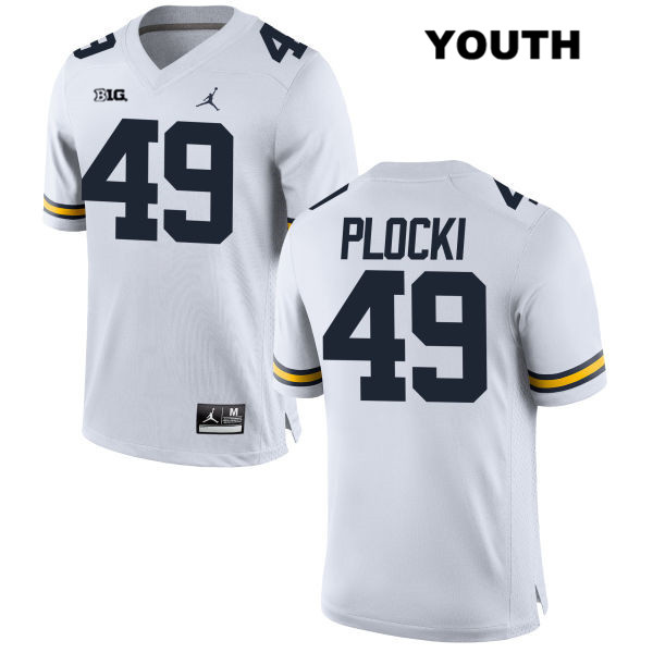 Youth NCAA Michigan Wolverines Tyler Plocki #49 White Jordan Brand Authentic Stitched Football College Jersey BX25A63DO